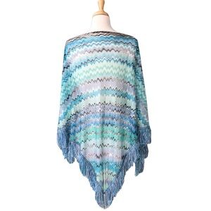 Missoni Blue and Black Chevron Fringe Wrap